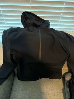 01.Algo Men's Performance Rain Jacket - XXL Tall Black Hooded Shell Jacket